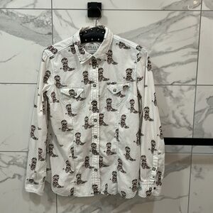 Cowgirl shirt with cowboy boots size M